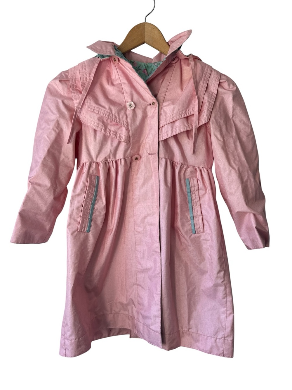 Rothschild Raincoat With Hood in Pink (Size 5)
